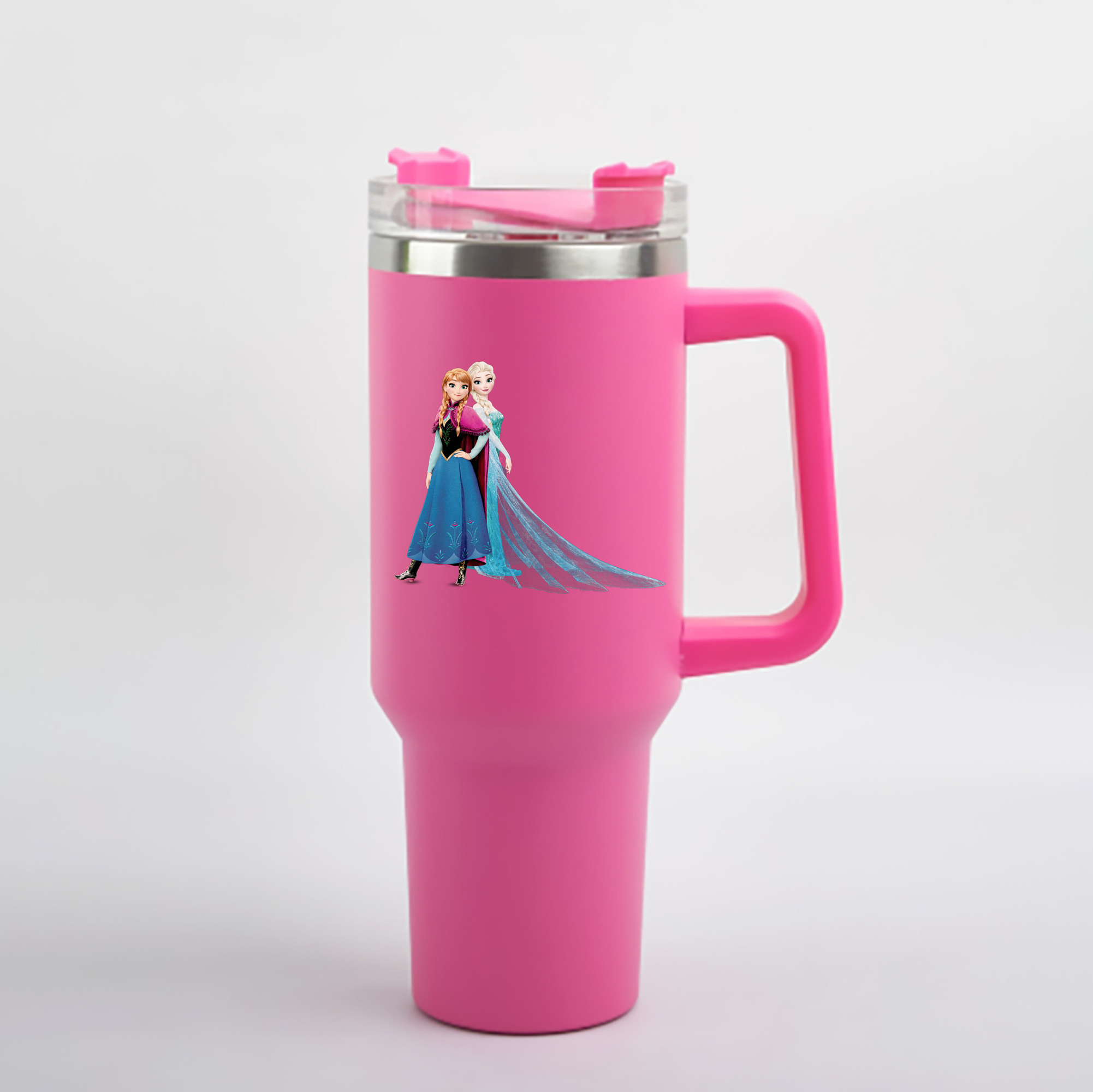 （画像用） アナと雪の女王 アンナ エルサ Frozen Anna Elsa 1200mL車用タンブラー - クリスタルステッカー（プラスチックストロー付き）